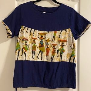 Navy Tribal Patterned Top